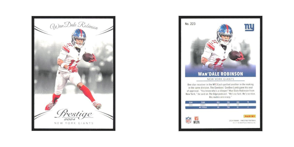 2024 Panini Prestige Wan'Dale Robinson Giants #223