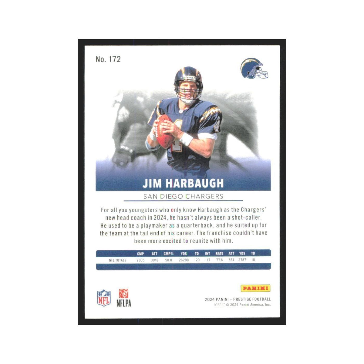 2024 Panini Prestige Jim Harbaugh San Diego Chargers #172