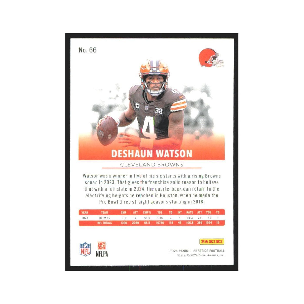 2024 Panini Prestige Deshaun Watson Browns #66