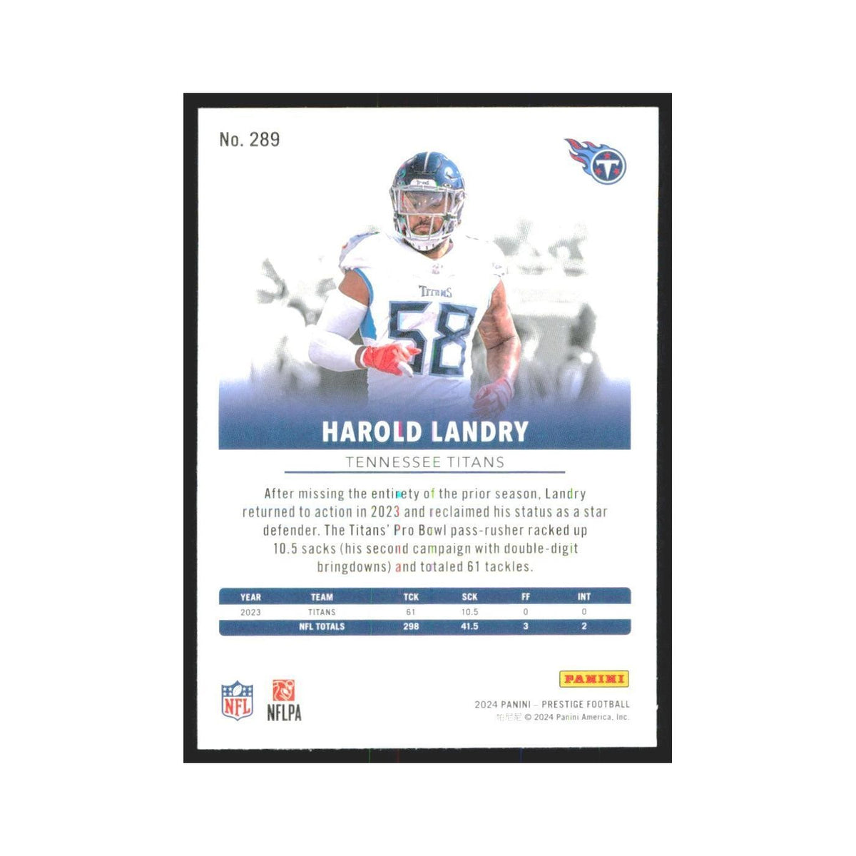 2024 Panini Prestige Harold Landry Titans #289