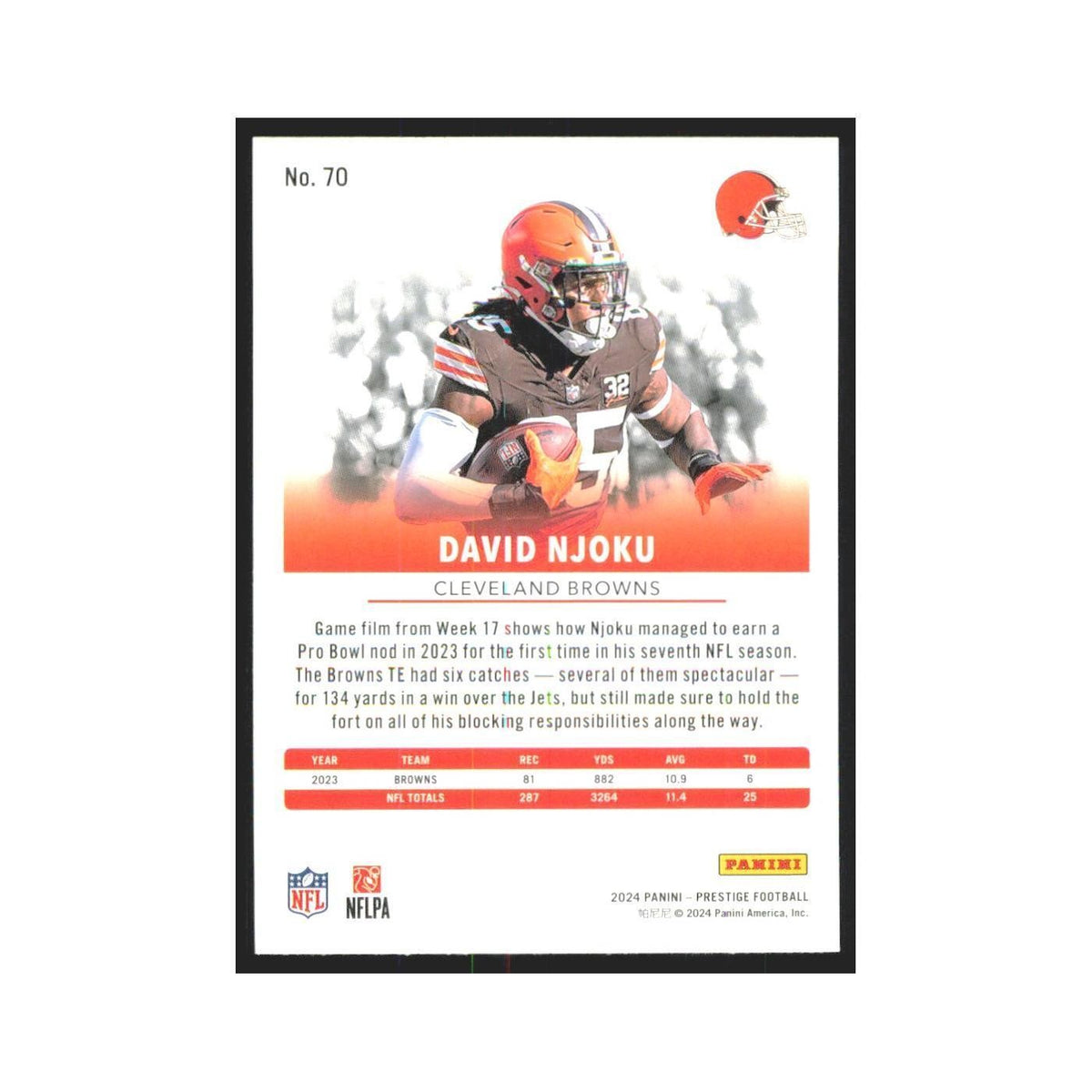 2024 Panini Prestige David Njoku Browns #70