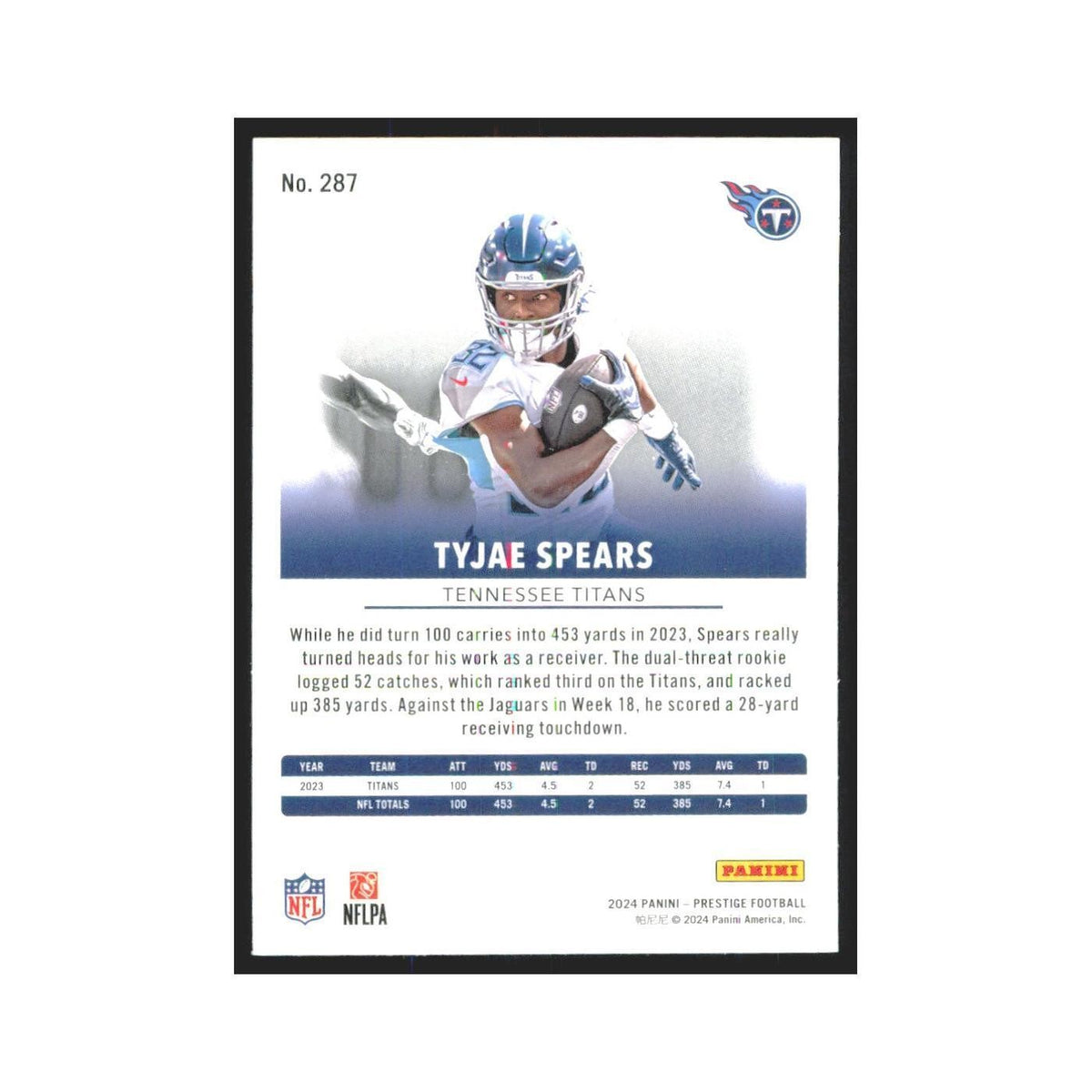 2024 Panini Prestige Tyjae Spears Titans #287