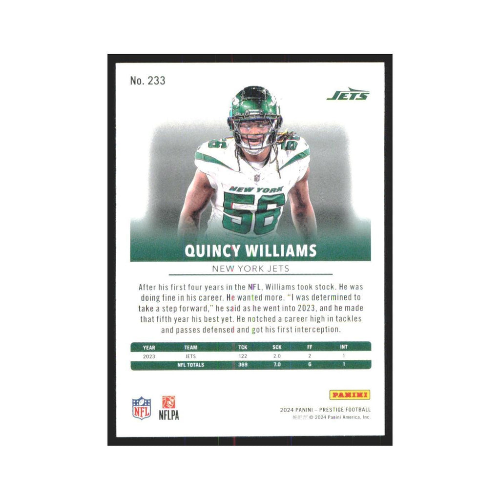 2024 Panini Prestige Quincy Williams Jets #233