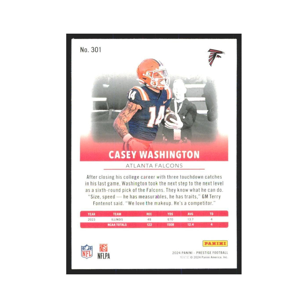 2024 Panini Prestige Casey Washington RC Falcons #301