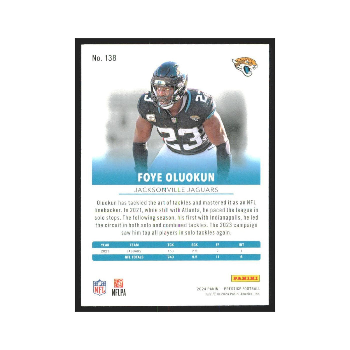 2024 Panini Prestige Foye Oluokun Jaguars #138