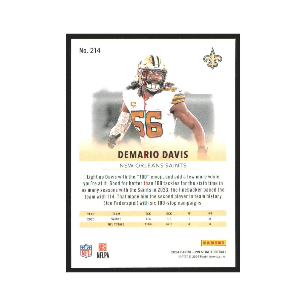 2024 Panini Prestige Demario Davis Saints #214