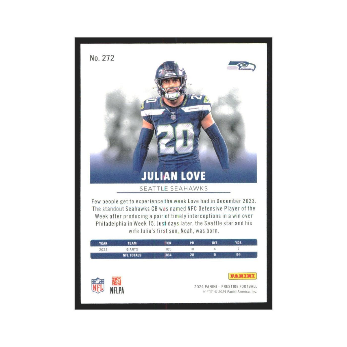2024 Panini Prestige Julian Love Seahawks #272