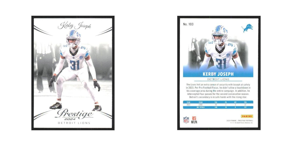 2024 Panini Prestige Kerby Joseph Lions #103