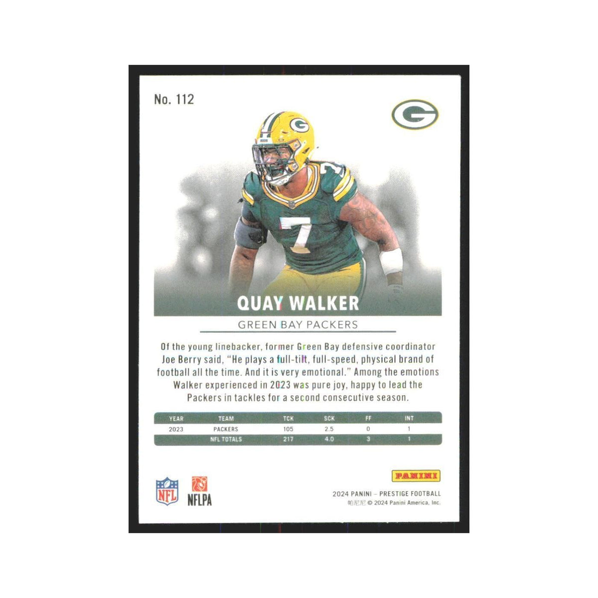 2024 Panini Prestige Quay Walker Packers #112