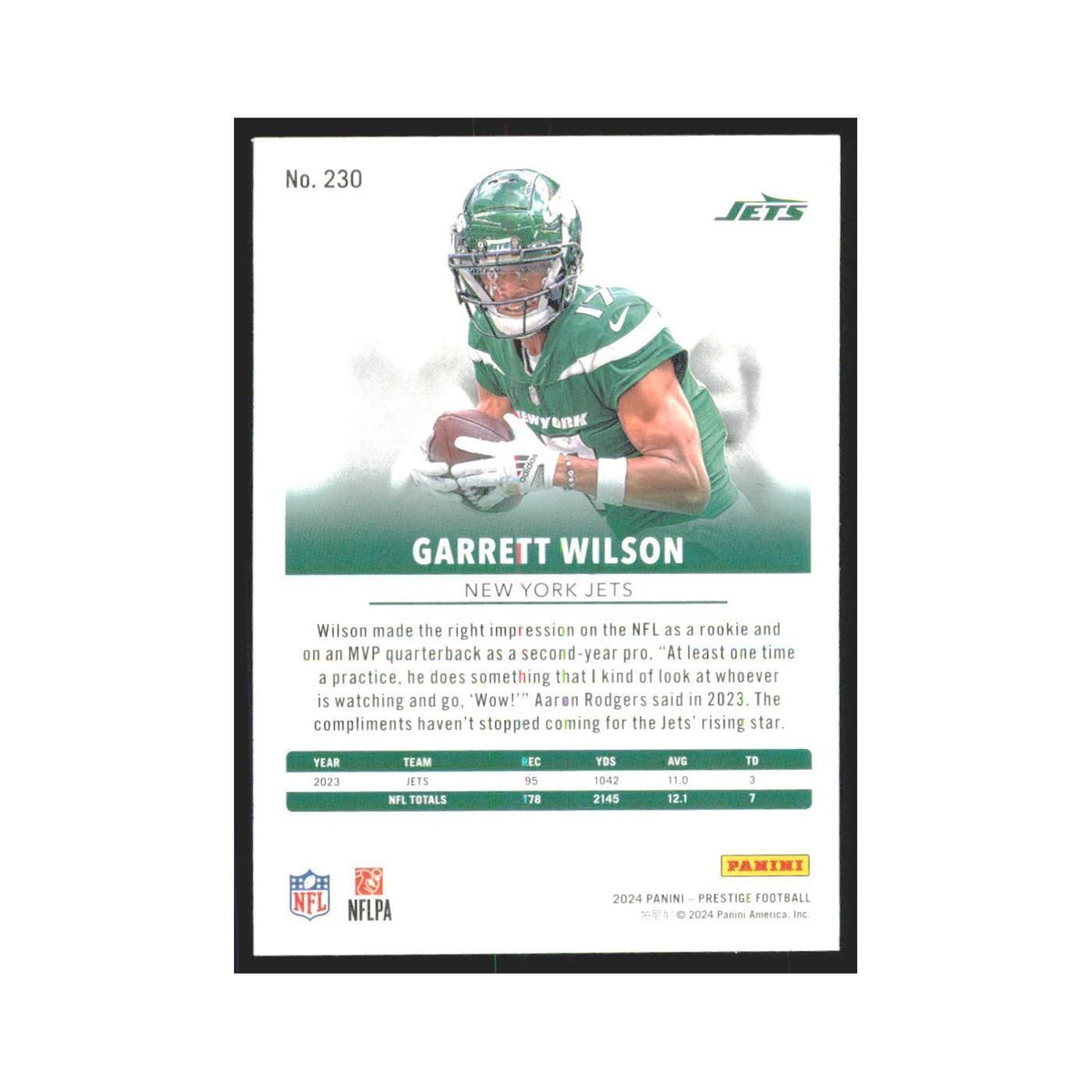 2024 Panini Prestige Garrett Wilson Jets #230