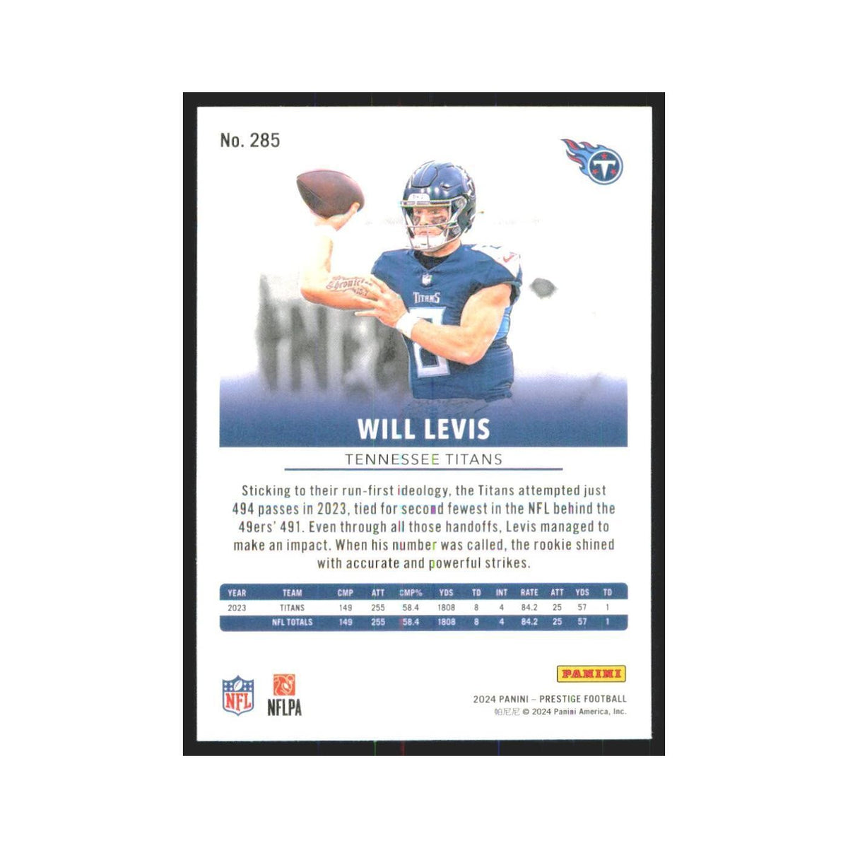 2024 Panini Prestige Will Levis Titans #285