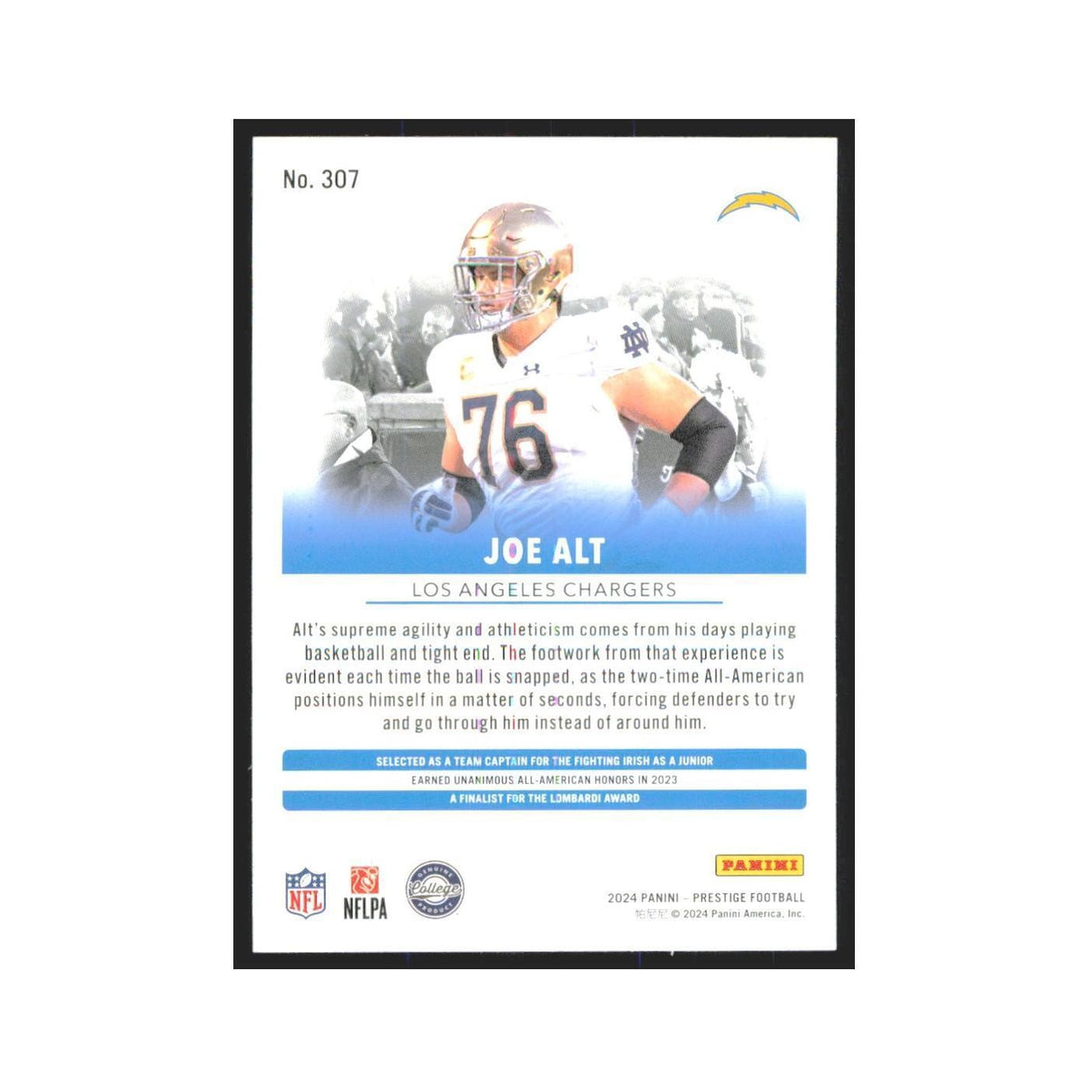 2024 Panini Prestige Joe Alt RC Chargers #307