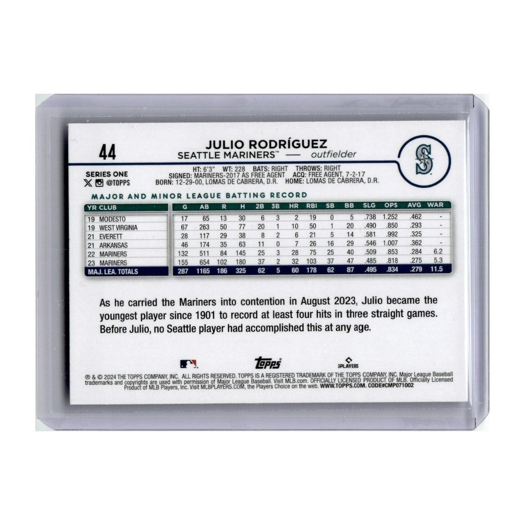 Julio Rodriguez 2024 Topps #44 Seattle Mariners Baseball Card NM