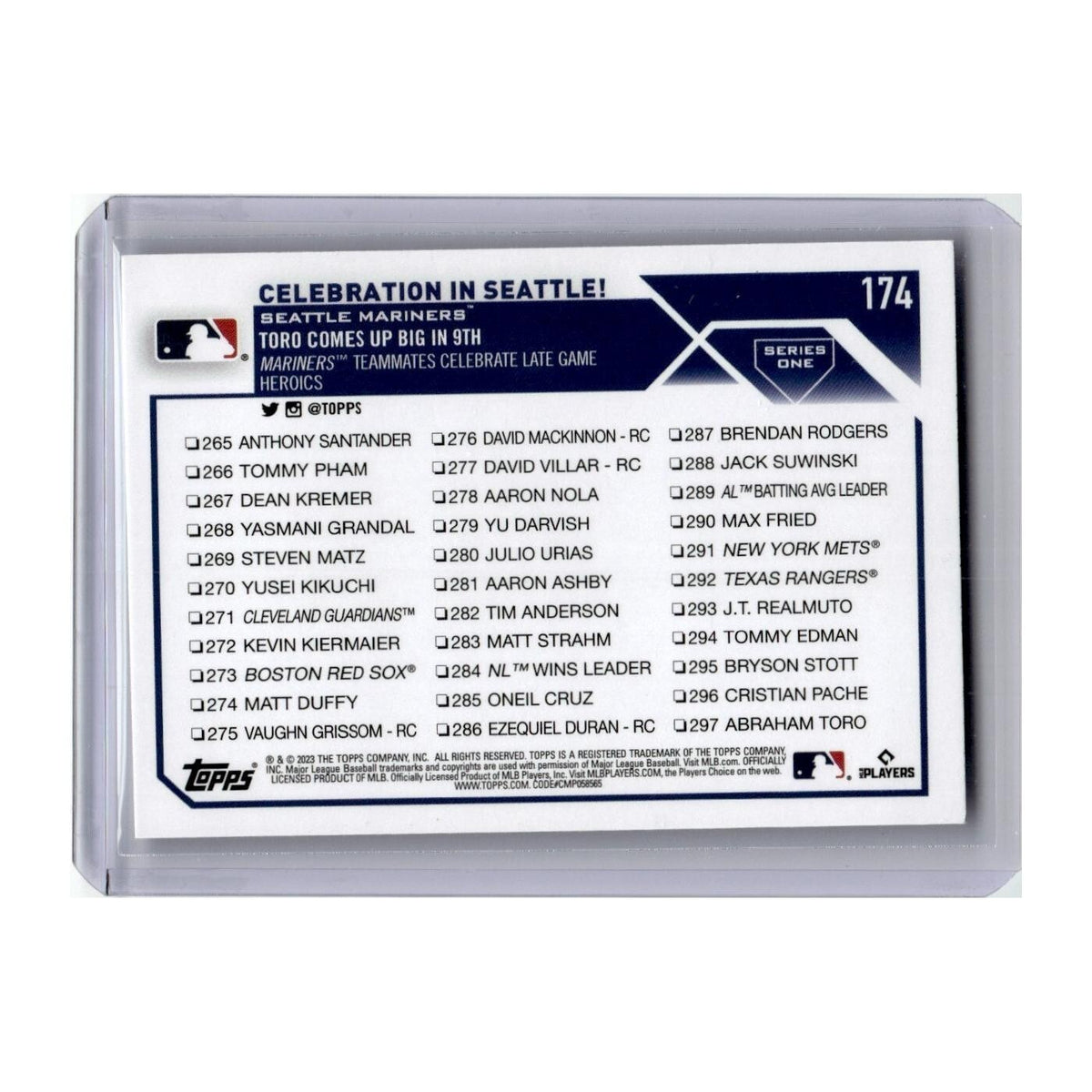 Celebration in Seattle! 2023 Topps #174 Baseball Card NM