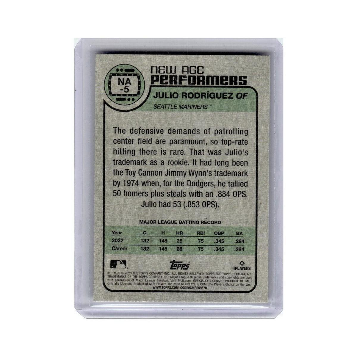 Julio Rodríguez 2023 Topps Heritage New Age #NA-5 Seattle Mariners NM