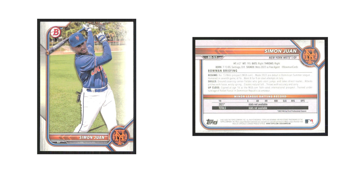 2022 Bowman Draft Simon Juan Mets #BD-52