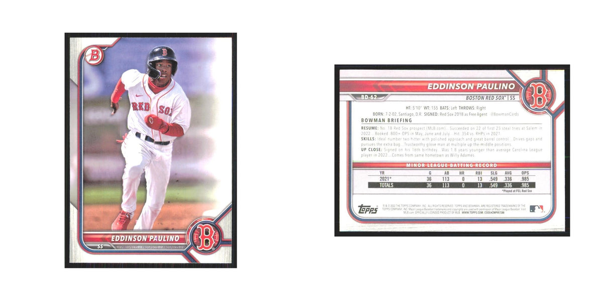 2022 Bowman Draft Eddinson Paulino Red Sox #BD-62