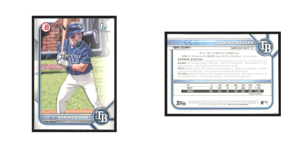 2022 Bowman Draft Dominic Keegan Rays #BD-9