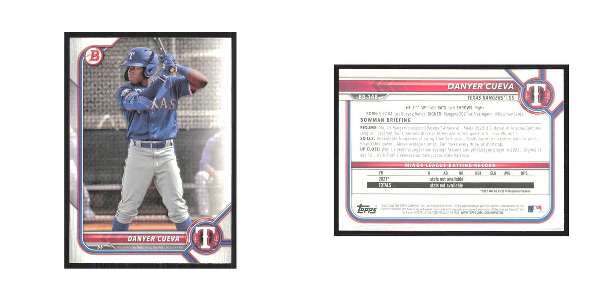 2022 Bowman Draft Danyer Cueva Rangers #BD-148