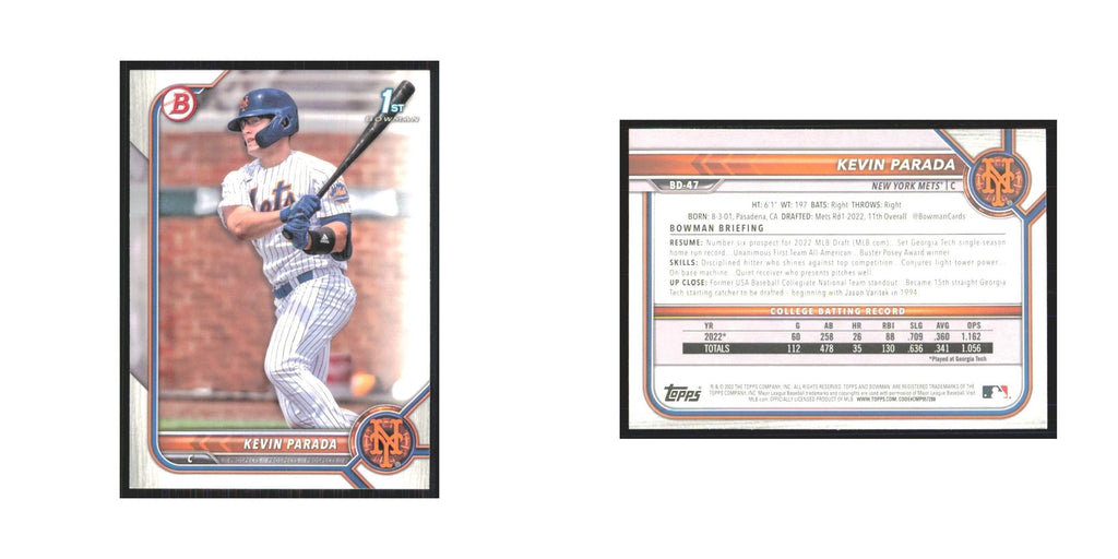 2022 Bowman Draft Kevin Parada Mets #BD-47