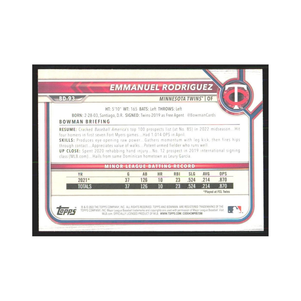 2022 Bowman Draft Emmanuel Rodriguez Twins #BD-93