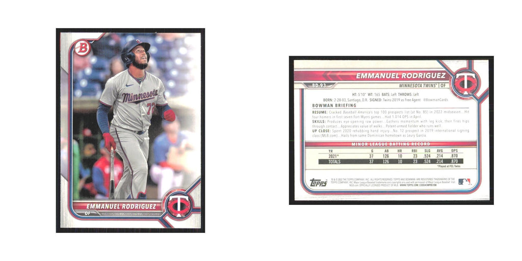 2022 Bowman Draft Emmanuel Rodriguez Twins #BD-93