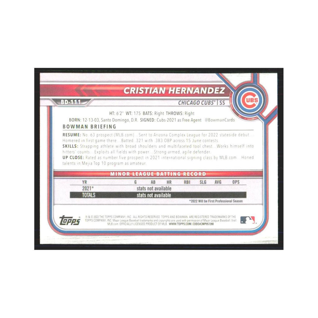 2022 Bowman Draft Cristian Hernandez Cubs #BD-111