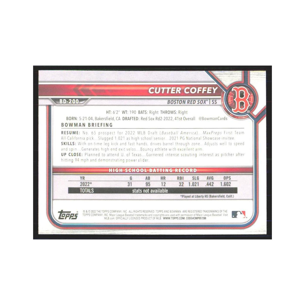 2022 Bowman Draft Cutter Coffey Red Sox #BD-200