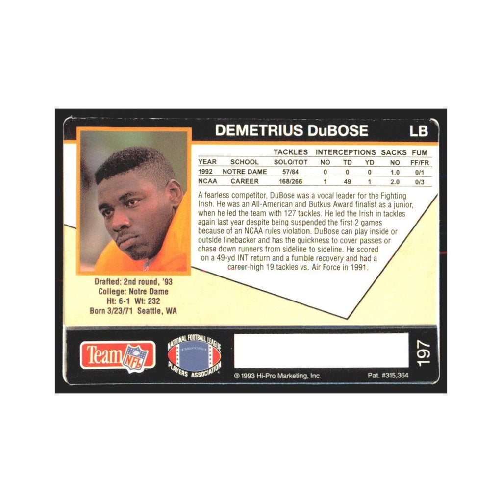1993 Action Packed Demetrius DuBose Buccaneers #197