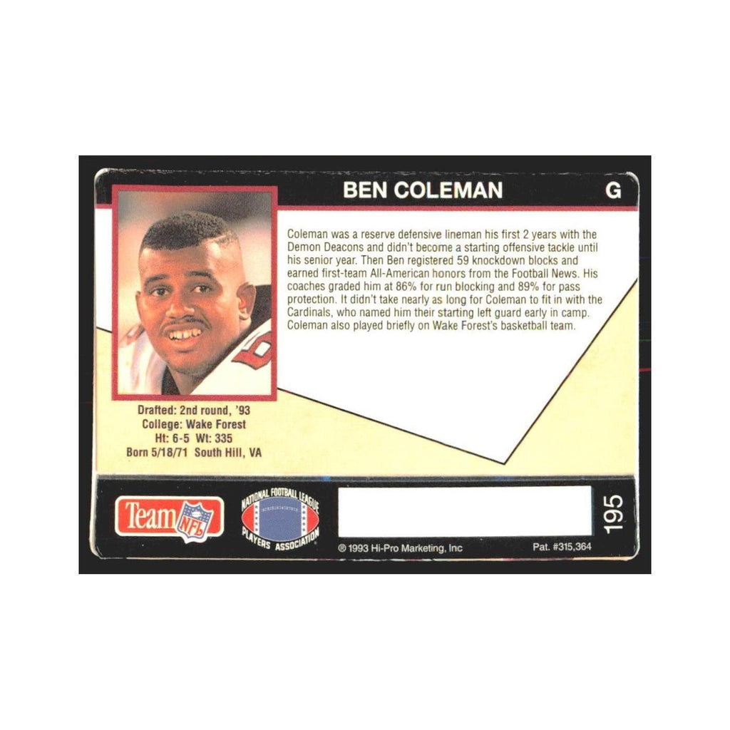 1993 Action Packed Ben Coleman Phoenix Cardinals #195