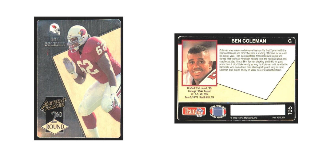 1993 Action Packed Ben Coleman Phoenix Cardinals #195
