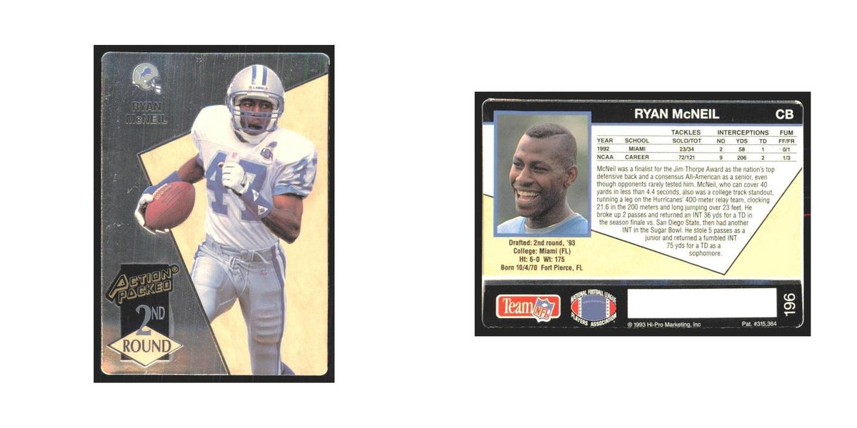 1993 Action Packed Ryan McNeil Lions #196