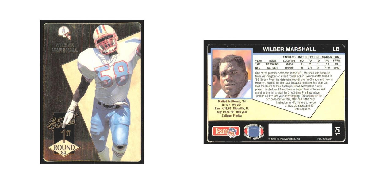 1993 Action Packed Wilber Marshall Houston Oilers #191