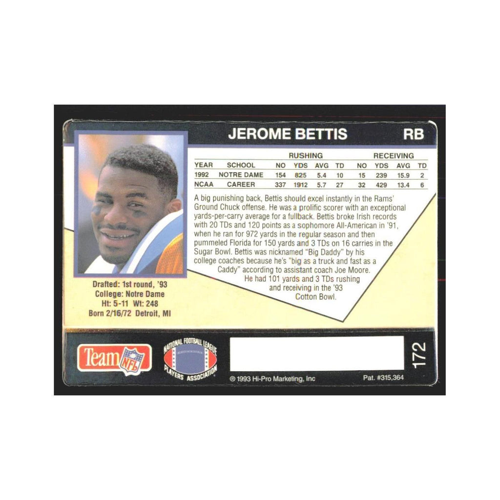 1993 Action Packed Jerome Bettis Rams #172