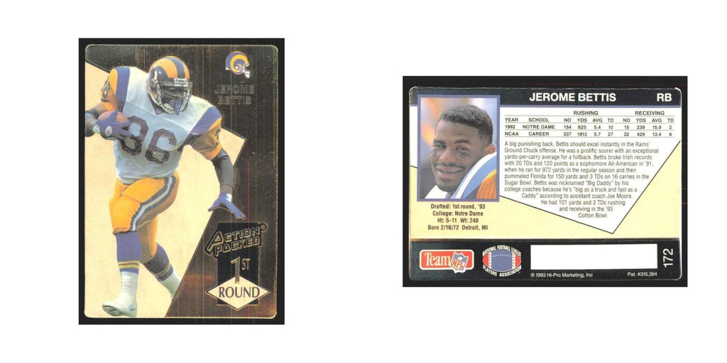 1993 Action Packed Jerome Bettis Rams #172