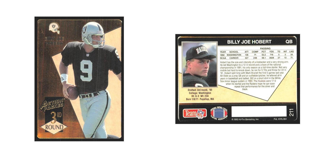 1993 Action Packed Billy Joe Hobert Los Angeles Raiders #211