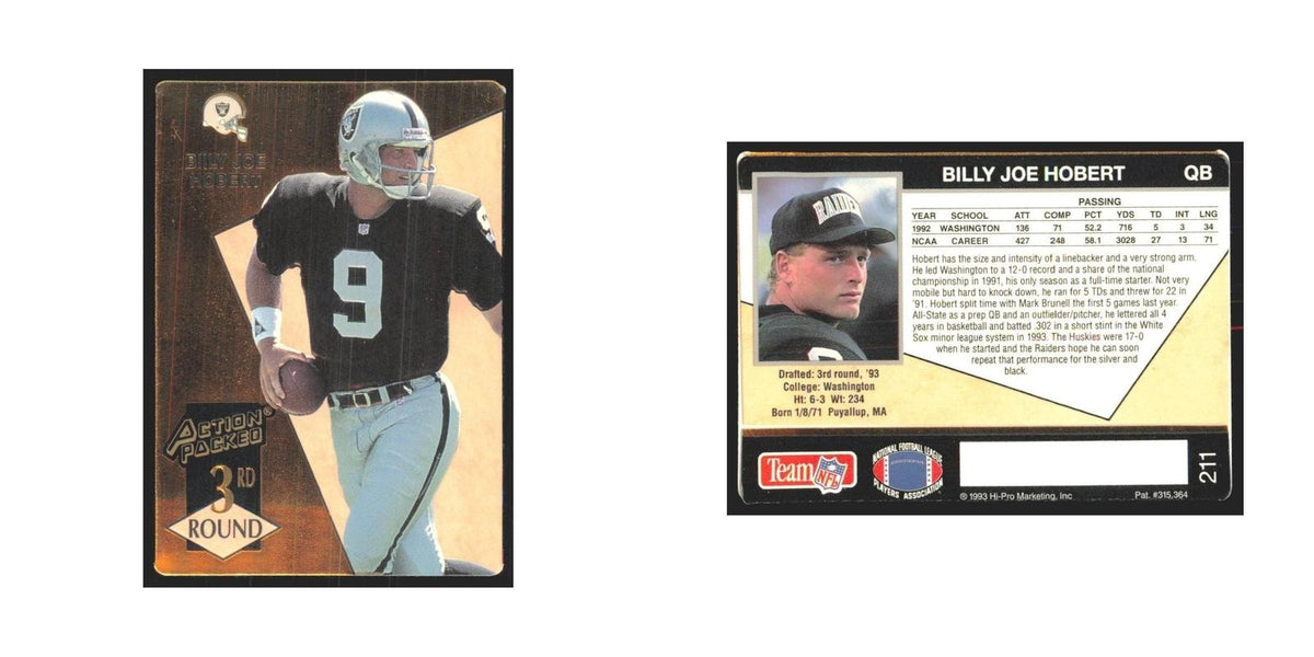 1993 Action Packed Billy Joe Hobert Los Angeles Raiders #211