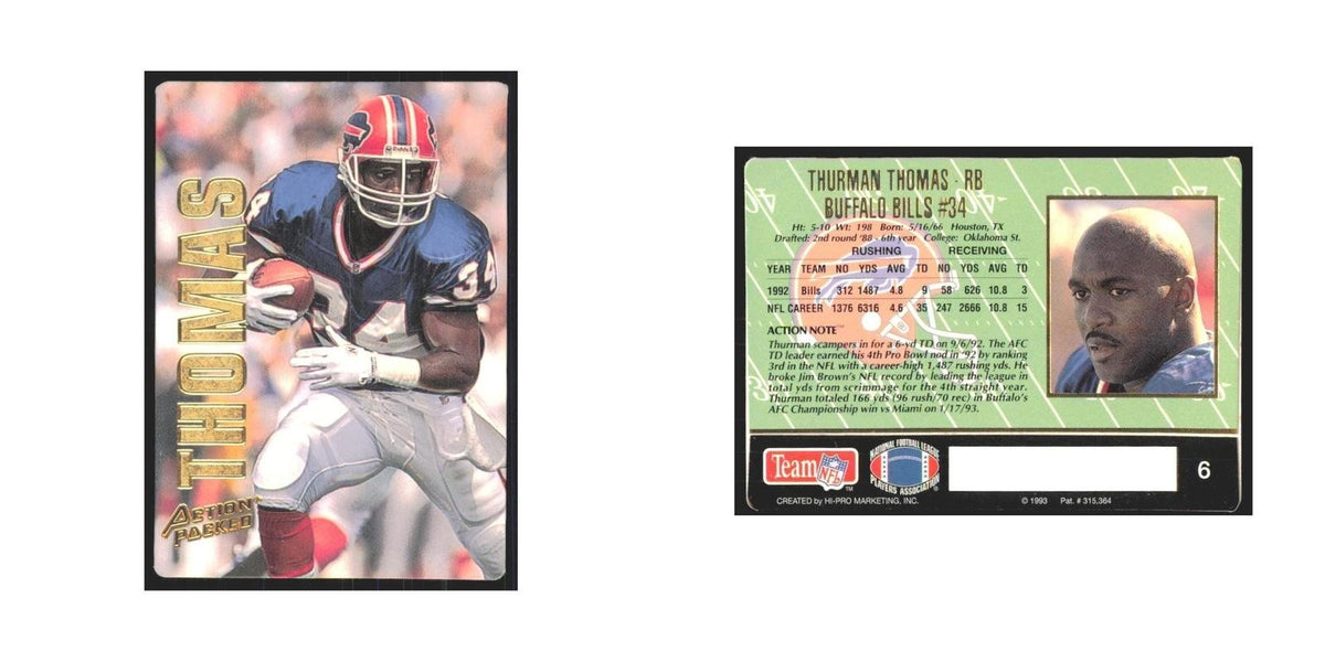 1993 Action Packed Thurman Thomas Bills #6