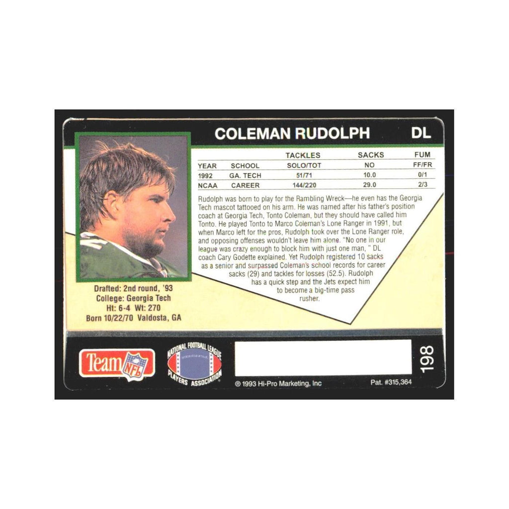 1993 Action Packed Coleman Rudolph Jets #198
