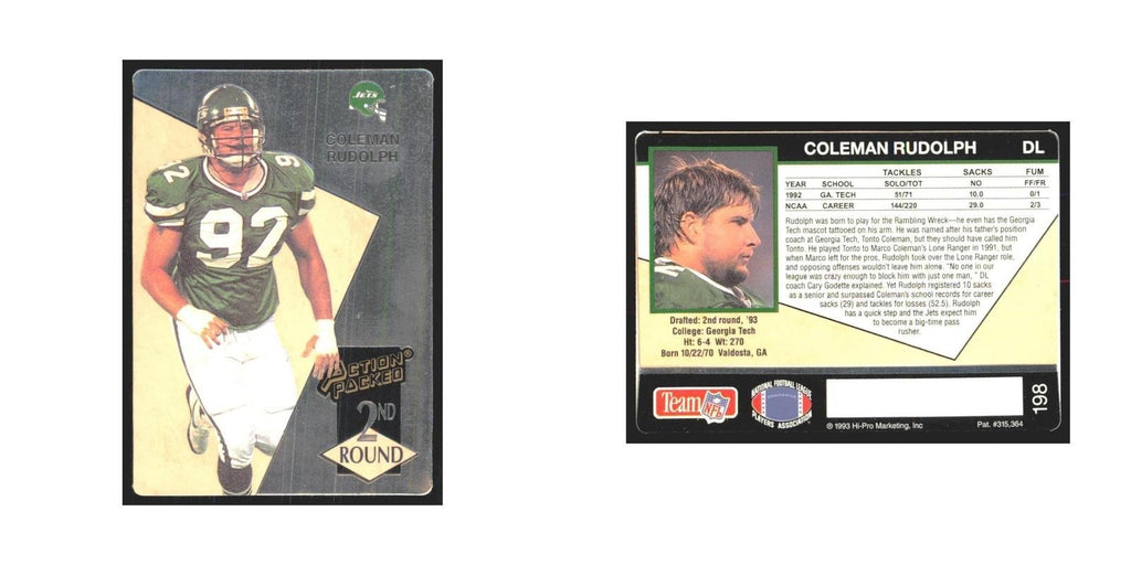1993 Action Packed Coleman Rudolph Jets #198