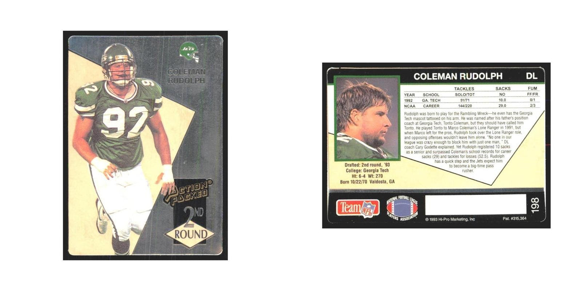 1993 Action Packed Coleman Rudolph Jets #198