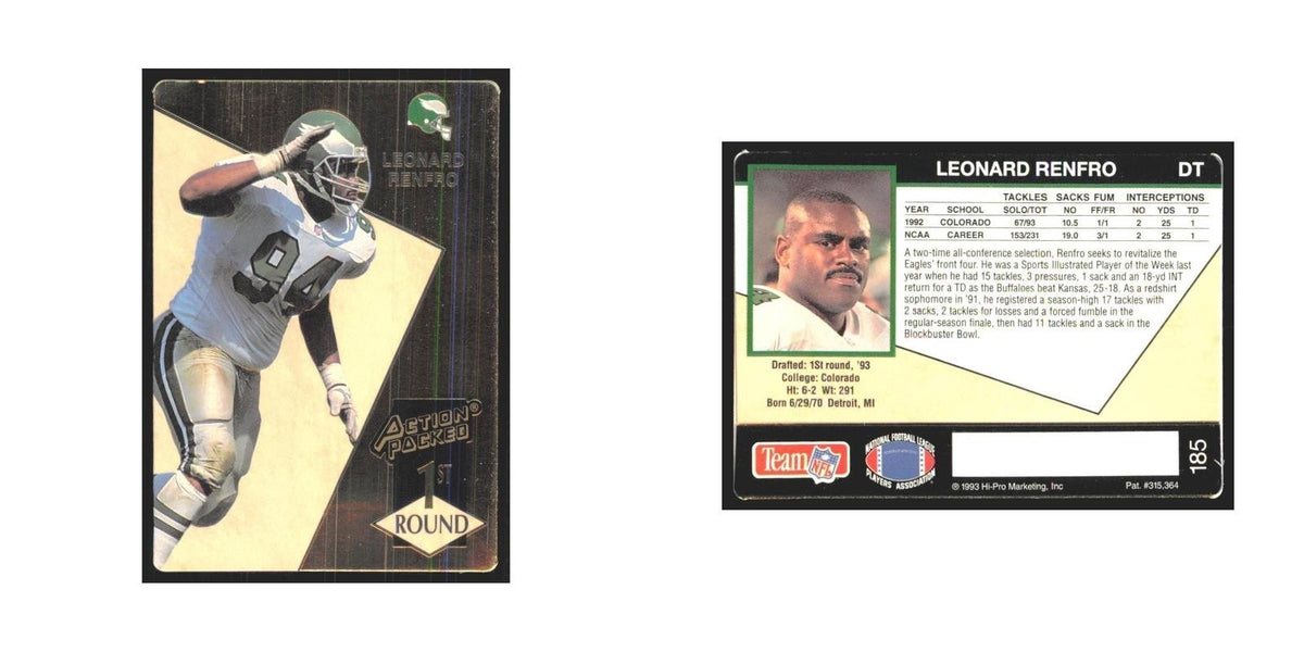 1993 Action Packed Leonard Renfro Eagles #185