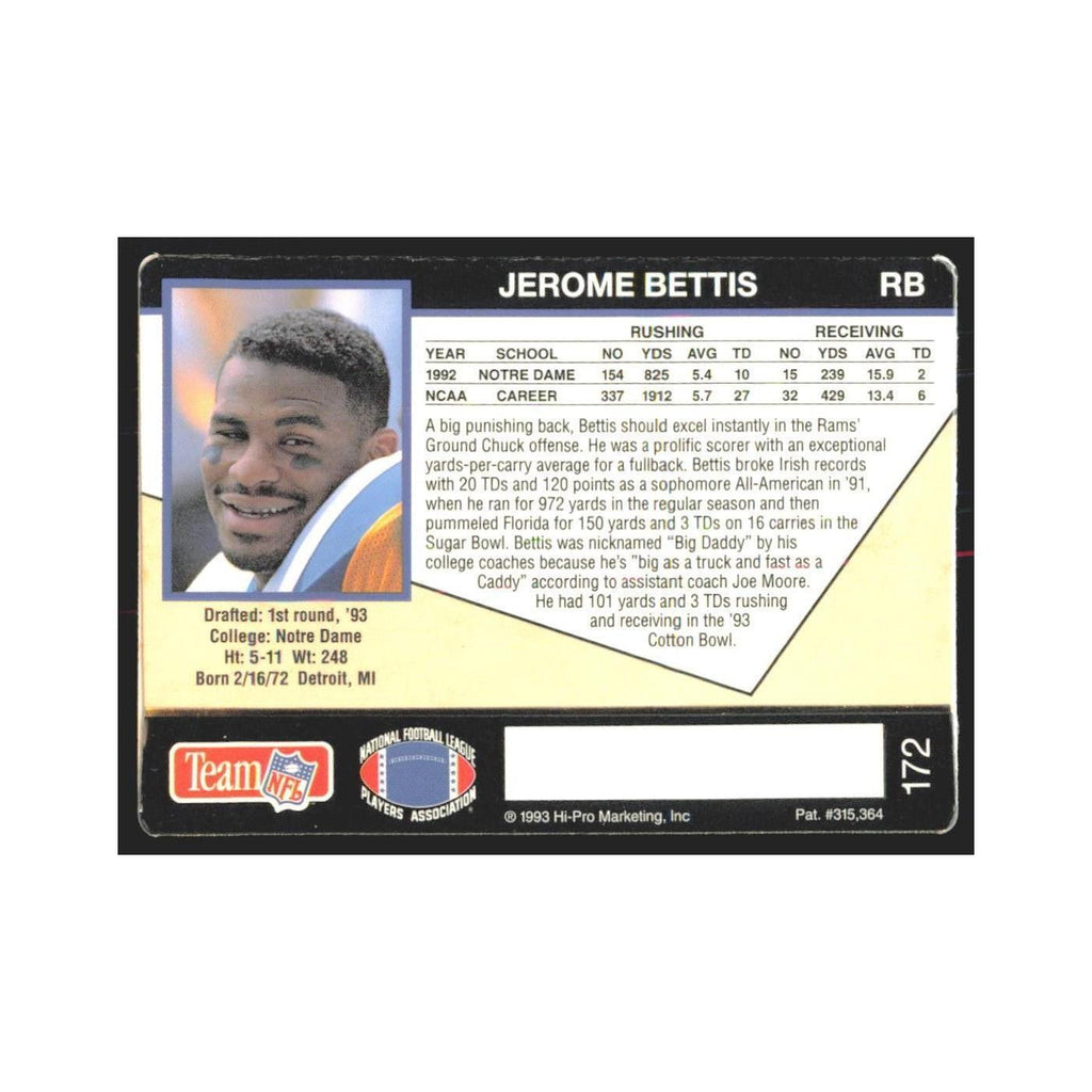 1993 Action Packed Jerome Bettis Rams #172
