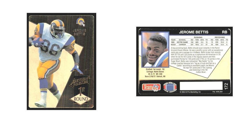 1993 Action Packed Jerome Bettis Rams #172