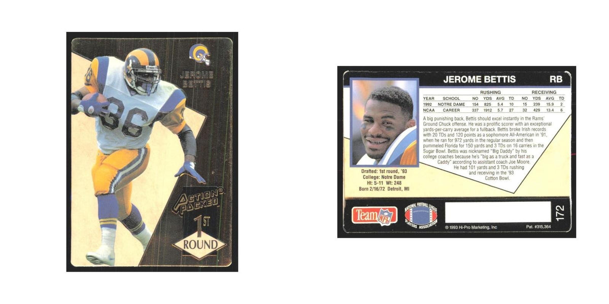 1993 Action Packed Jerome Bettis Rams #172