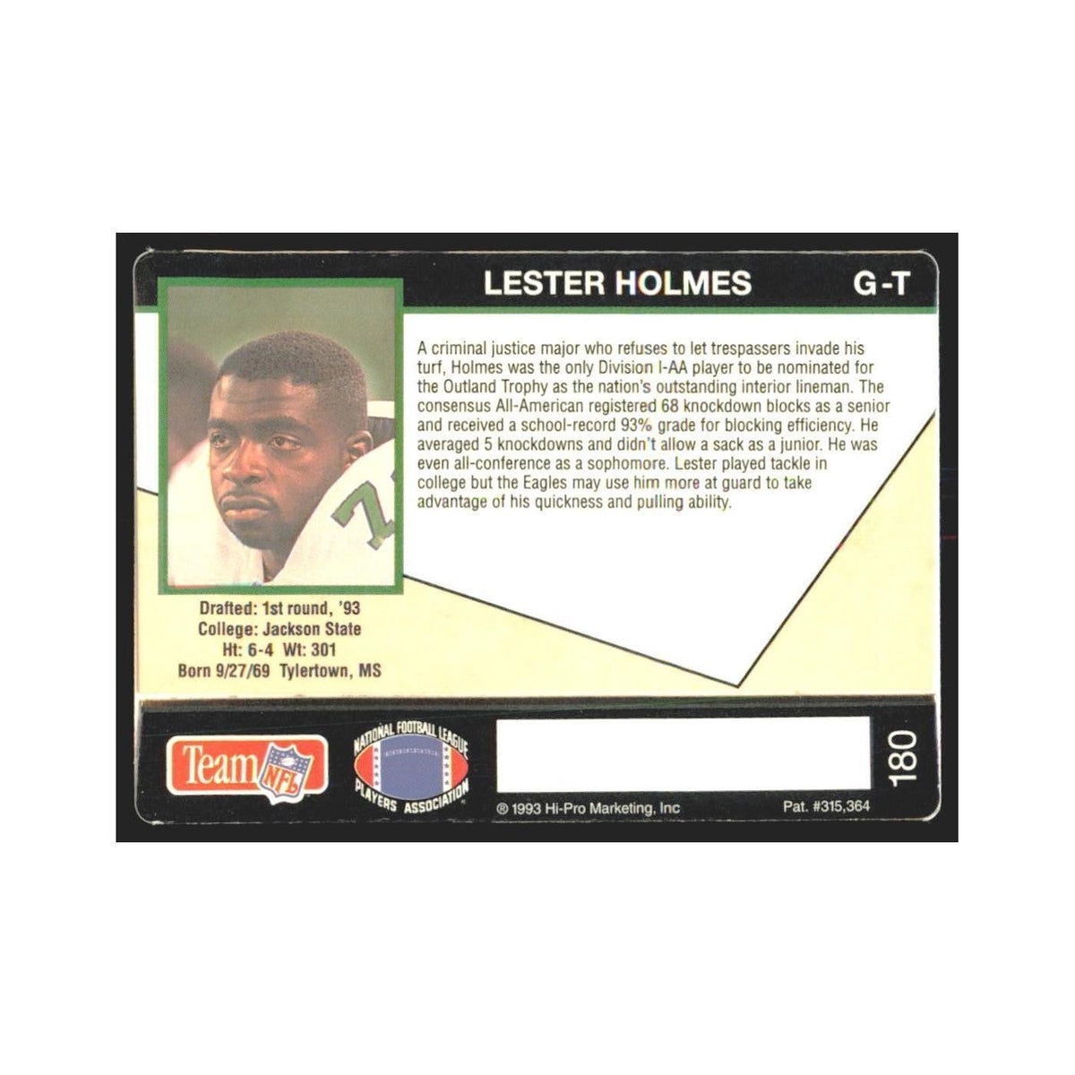 1993 Action Packed Lester Holmes Eagles #180
