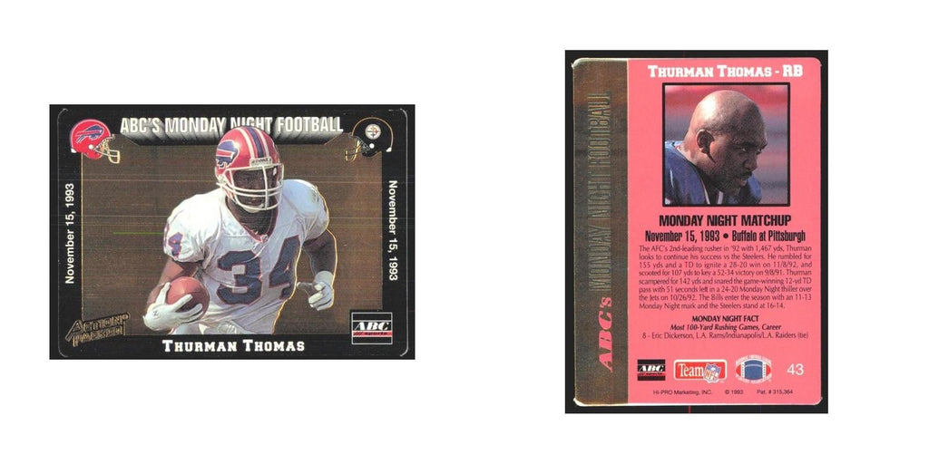 1993 Action Packed Thurman Thomas Bills #43