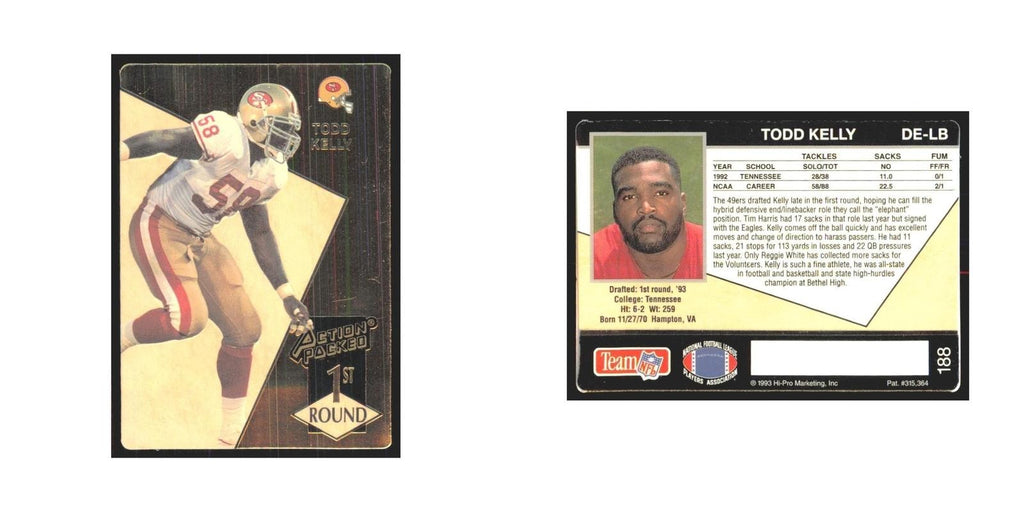 1993 Action Packed Todd Kelly 49ers #188