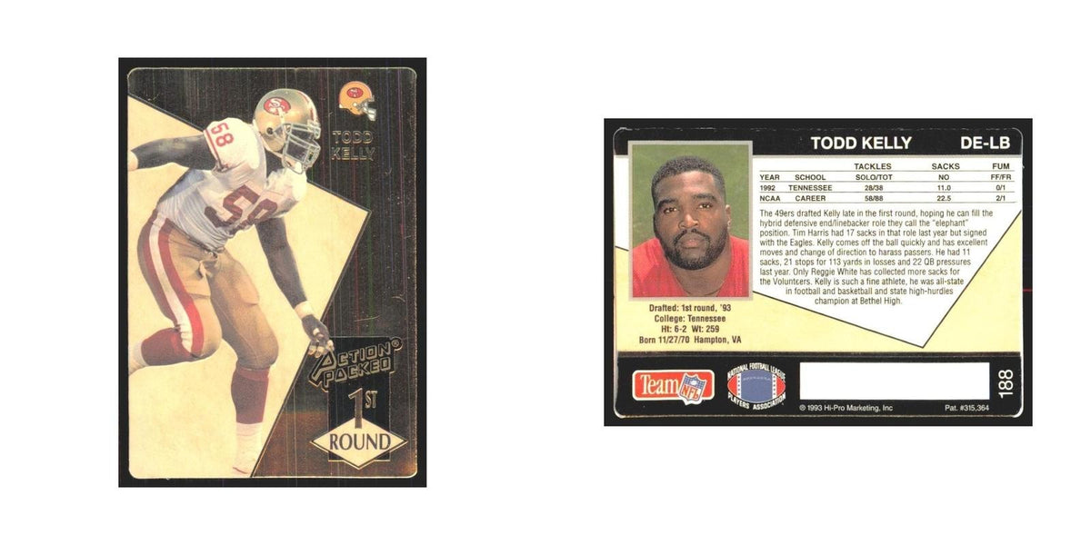 1993 Action Packed Todd Kelly 49ers #188