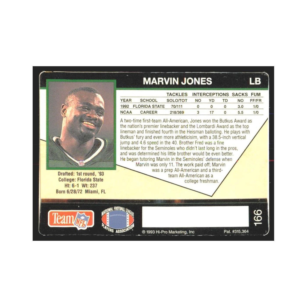 1993 Action Packed Marvin Jones Jets #166